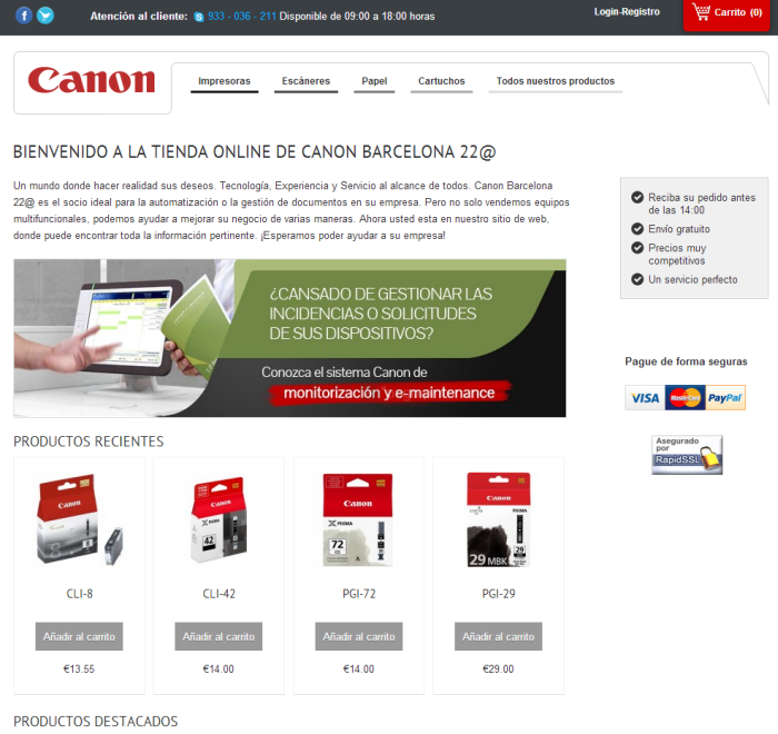 La tienda online de Canon Barcelona 22@ ya está operativa
